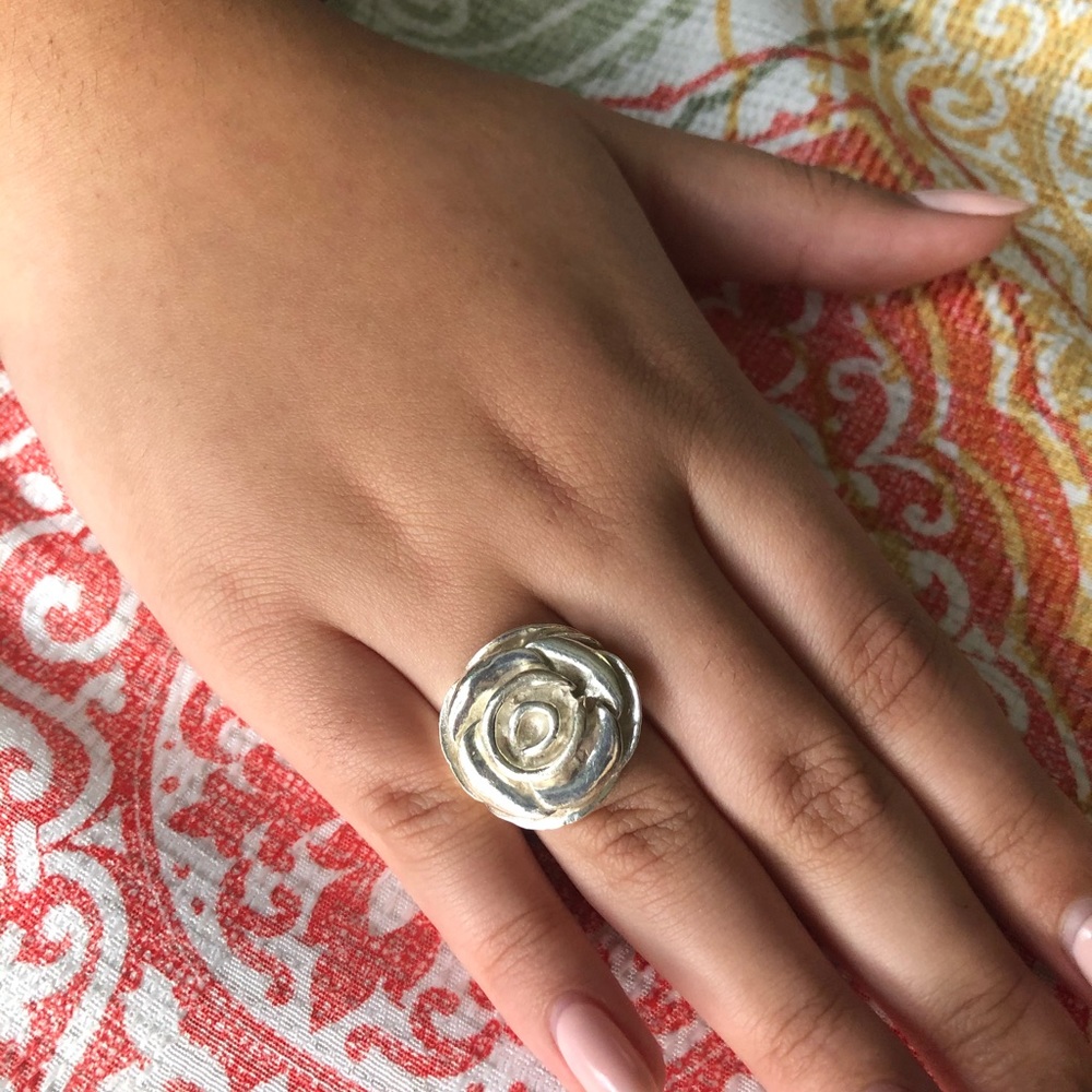 Sterling silver rose ring